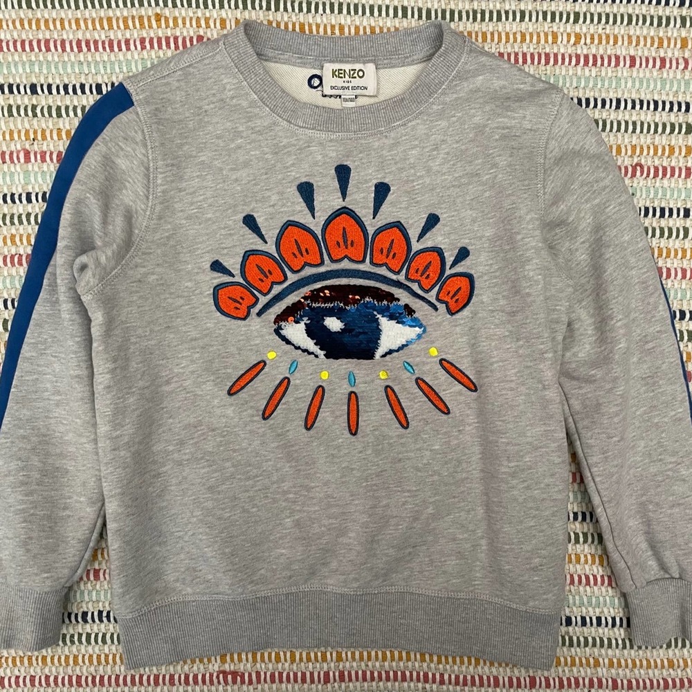 Kenzo Gray Sweatshirt with Blue and Orange Eye Motif